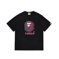BAPE Style Glitch Colorblock Ape Head Short-Sleeve Tee - Black